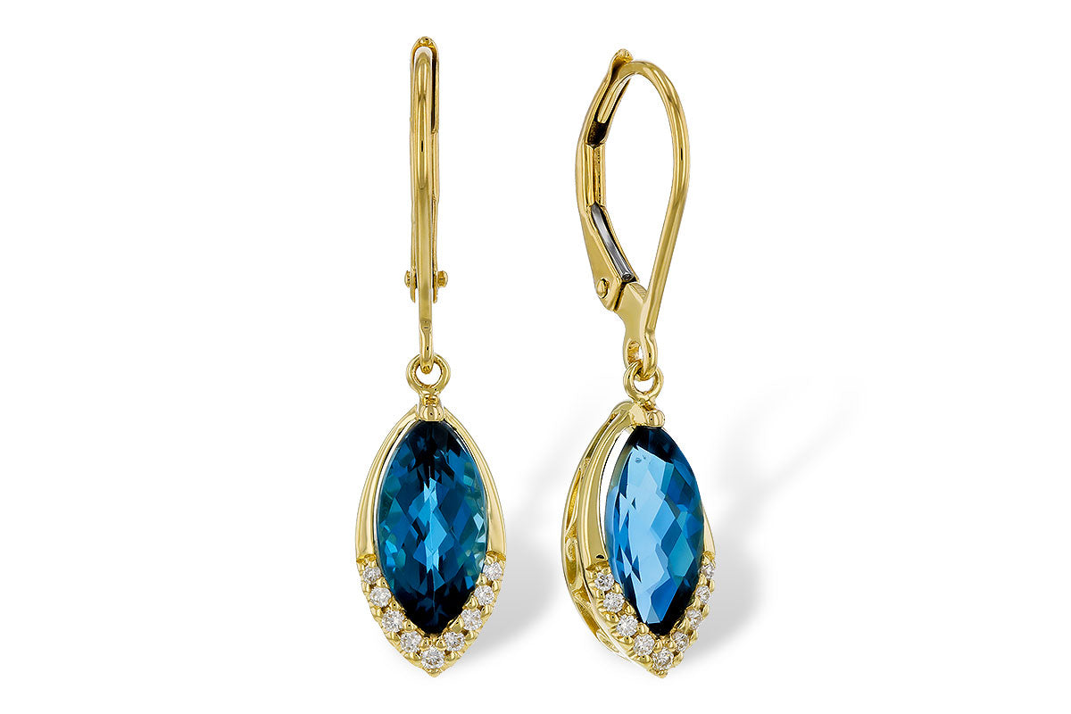 Allison Kaufman London Blue Topaz & Diamond Earrings in 14K Yellow Gold, 2.50 ctw