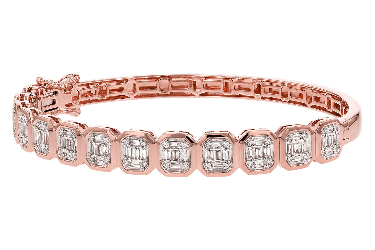 Allison Kaufman Baguette Diamond Bangle Bracelet in 14K Rose Gold, 1.00 ctw, alternate view