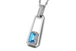 Allison Kaufman Blue Topaz & Diamond Necklace in 14K White Gold, 0.40 ctw, alternate view