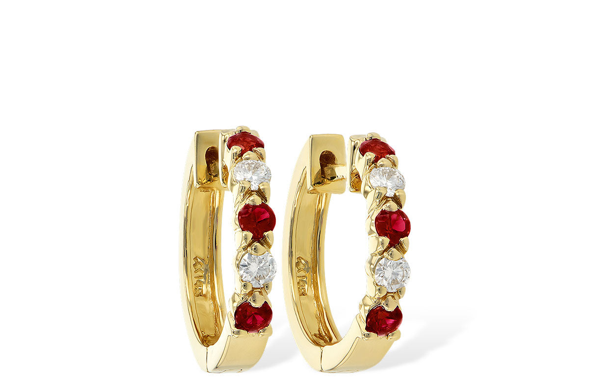 Allison Kaufman Ruby & Diamond Earrings in 14K Yellow Gold, 0.52 ctw