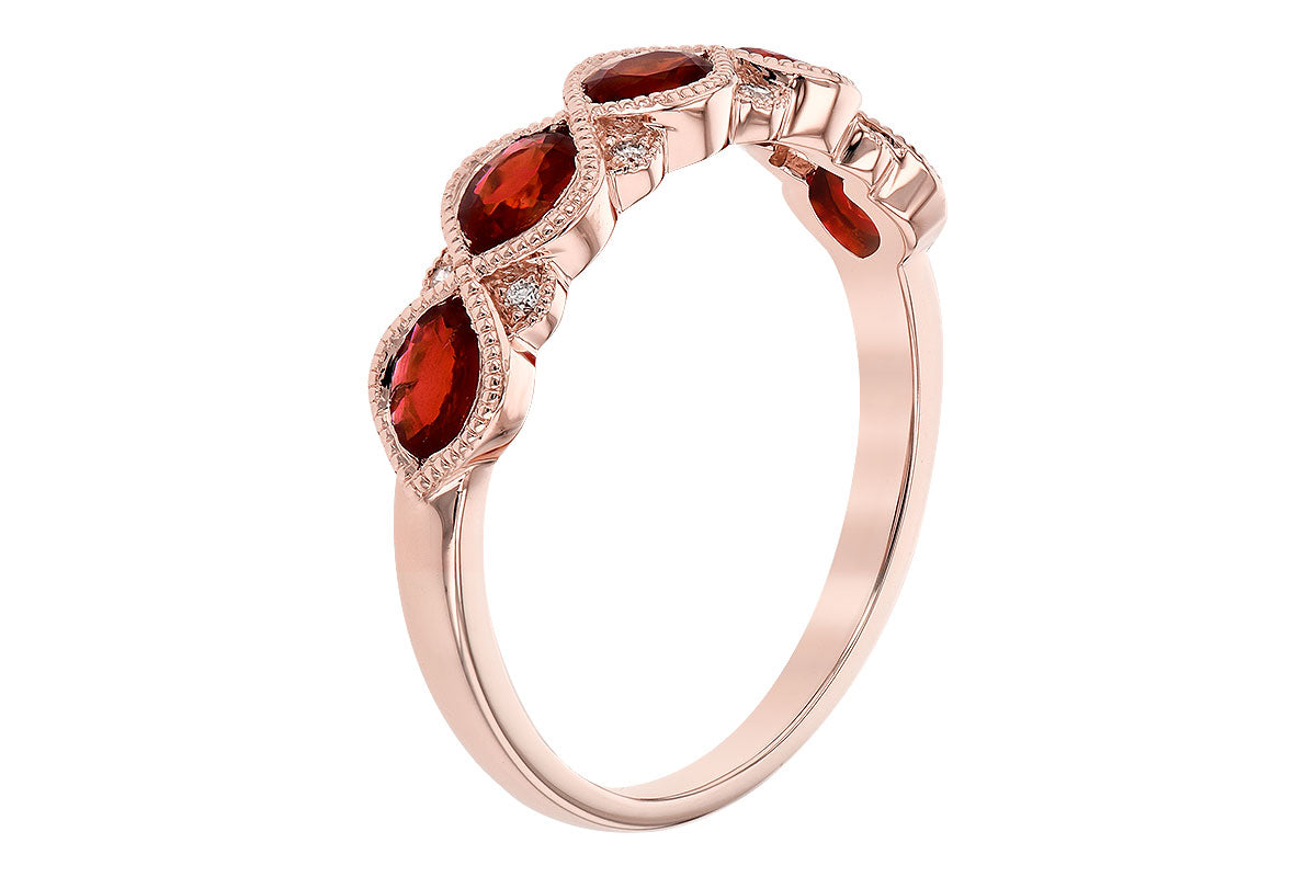 Allison Kaufman Ruby & Diamond Wedding Band in 14K Rose Gold, 1.04 ctw, alternate view