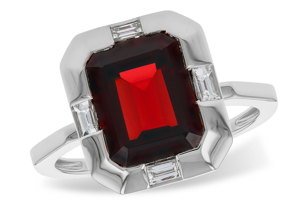 Allison Kaufman Garnet & Diamond Ring in 14K White Gold, 3.82 ctw