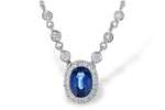 Allison Kaufman Sapphire & Diamond Necklace in 14K White Gold, 1.10 ctw (N8153)