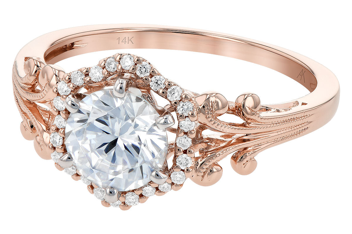 Allison Kaufman Diamond Engagement Ring Semi-Mount in 14K Rose Gold, 0.09 ctw, alternate view