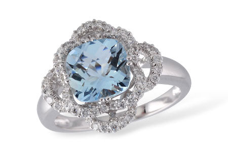 Allison Kaufman Aquamarine & Diamond Ring in 14K White Gold, 2.66 ctw