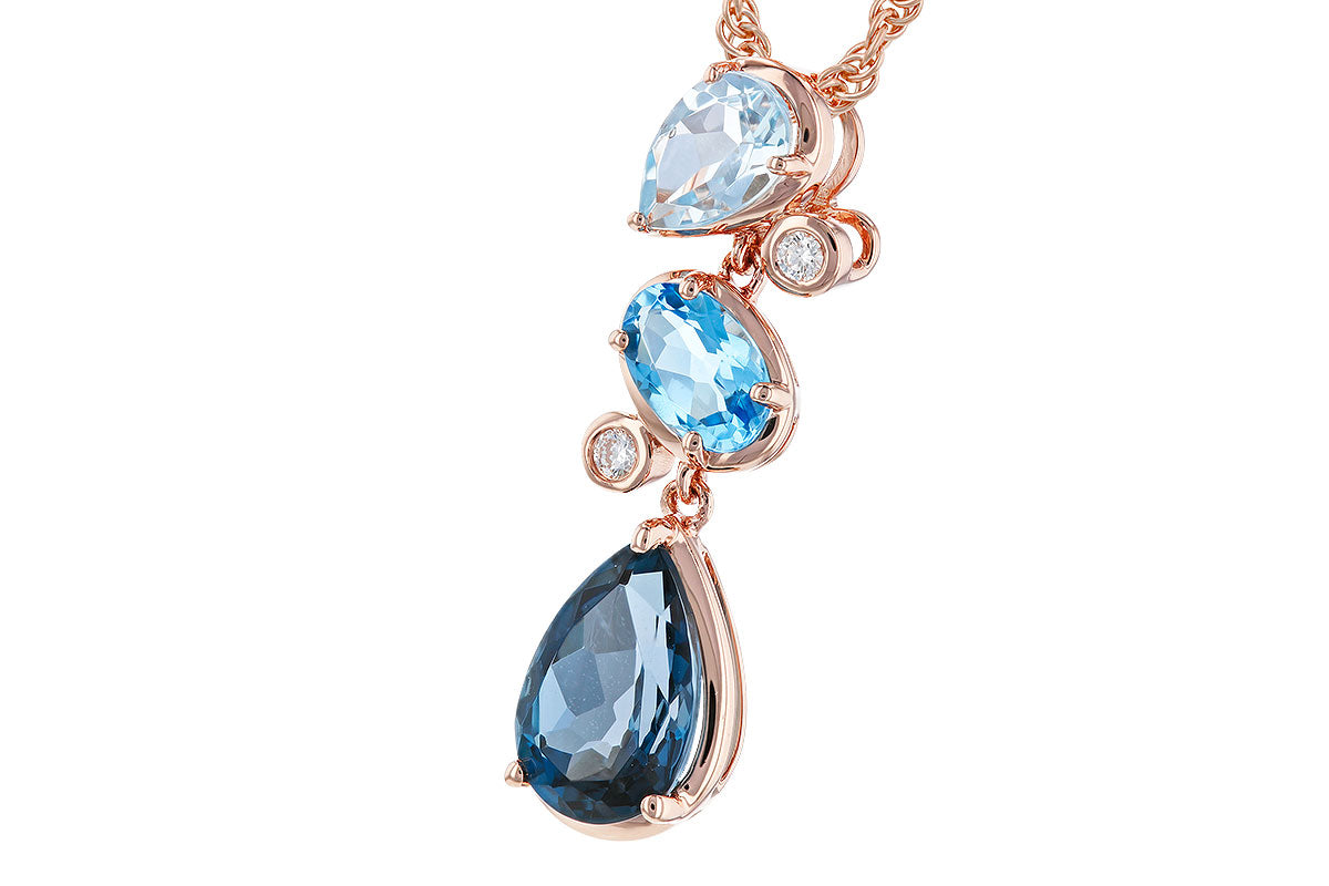 Allison Kaufman Blue Topaz & Diamond Necklace in 14K Rose Gold, 2.02 ctw, alternate view