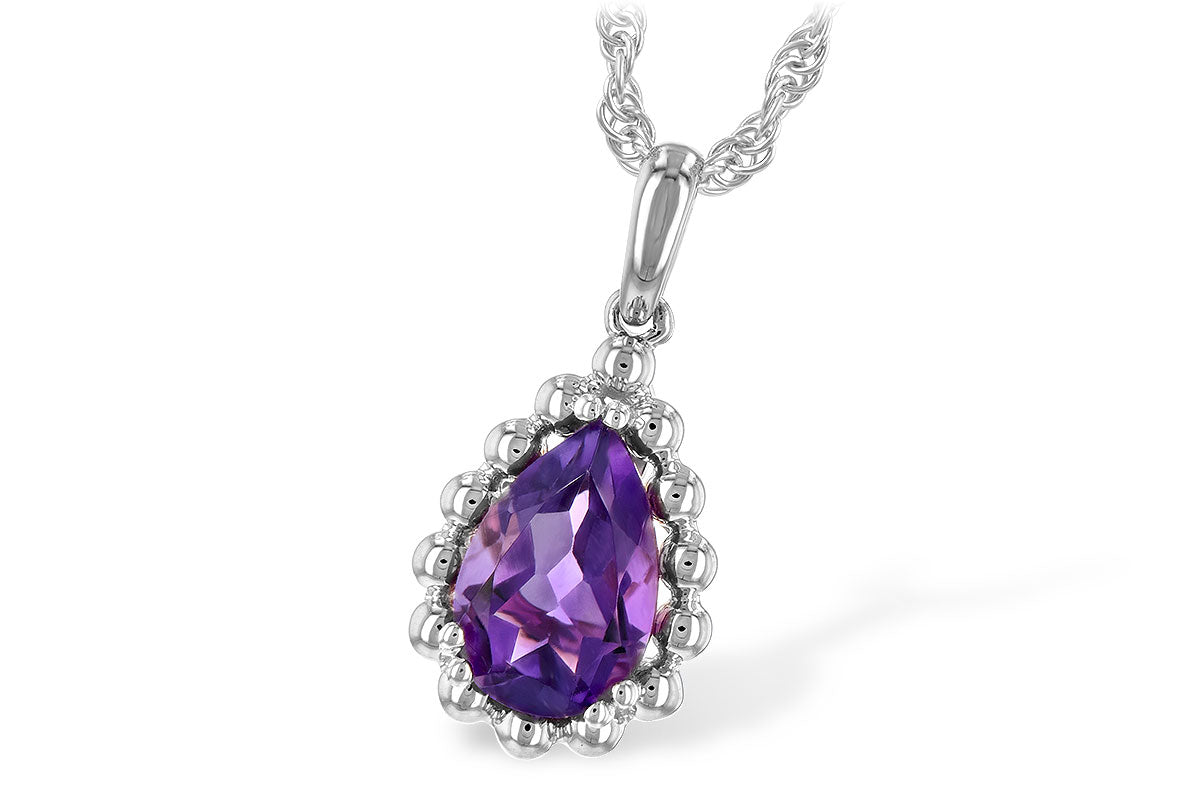Allison Kaufman Amethyst Necklace in 14K White Gold, 1.06 ctw