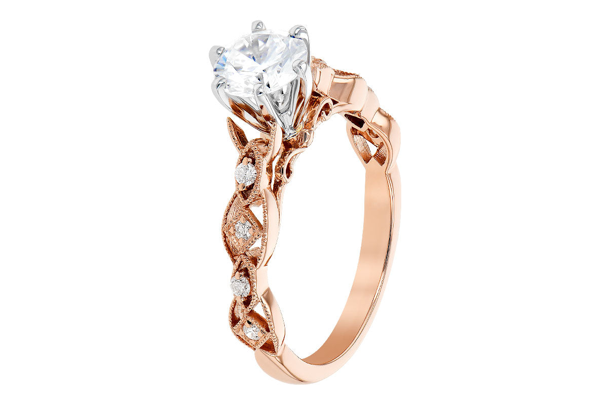 Allison Kaufman Diamond Engagement Ring Semi-Mount in 14K Rose Gold, 0.12 ctw (L7744), alternate view