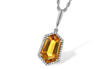 Allison Kaufman Citrine & Diamond Necklace in 14K White Gold, 3.80 ctw