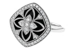 Allison Kaufman Onyx & Diamond Ring in 14K White Gold, 0.30 ctw (D5978), alternate view