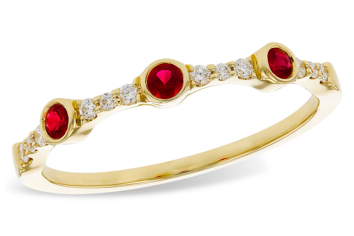 Allison Kaufman Ruby & Diamond Wedding Band in 14K Yellow Gold, 0.24 ctw (W2627)
