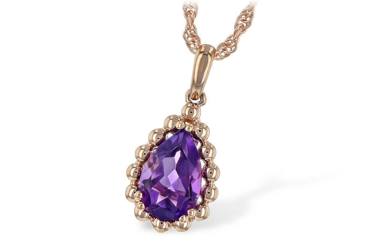 Allison Kaufman Amethyst Necklace in 14K Rose Gold, 1.06 ctw