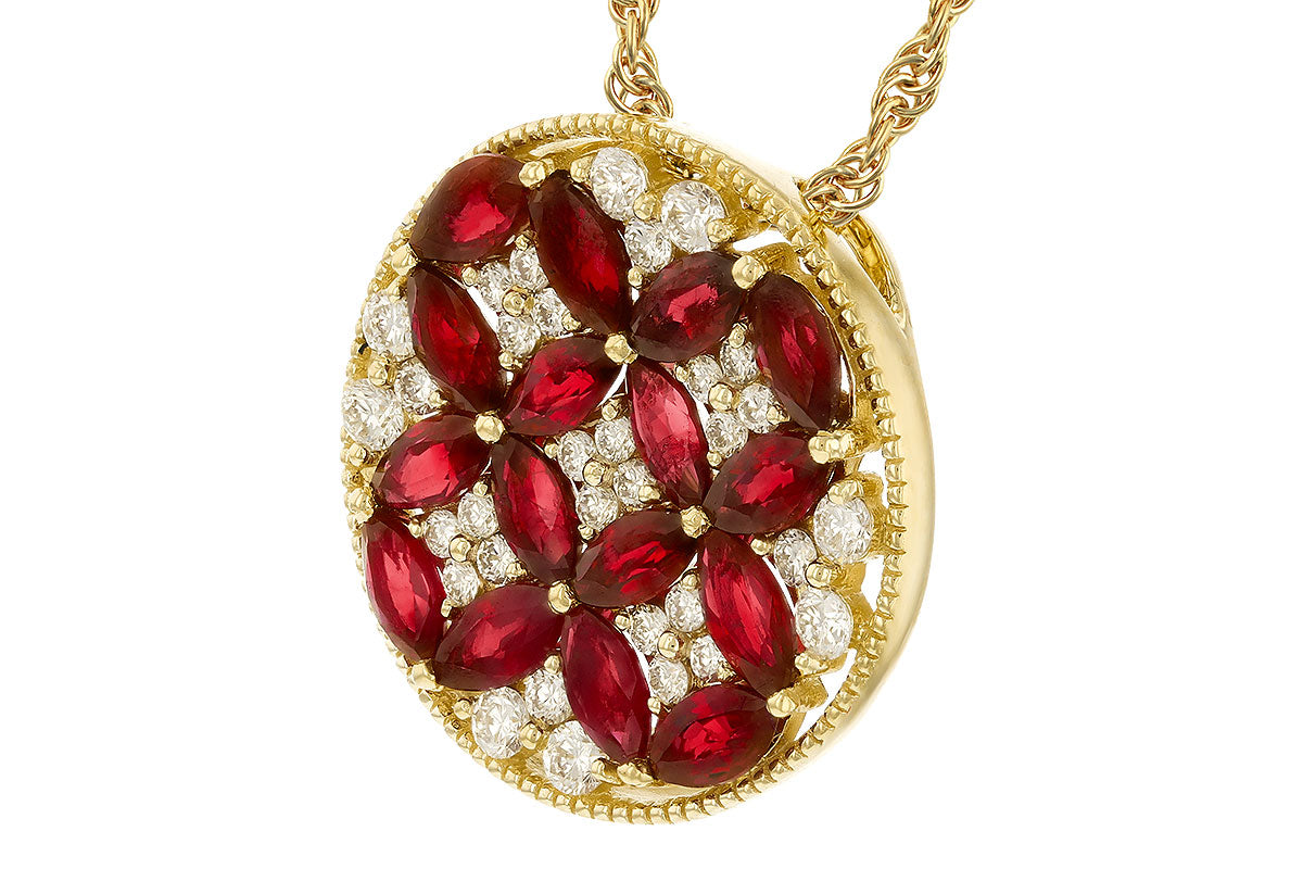 Allison Kaufman Ruby & Diamond Necklace in 14K Yellow Gold, 1.92 ctw, alternate view