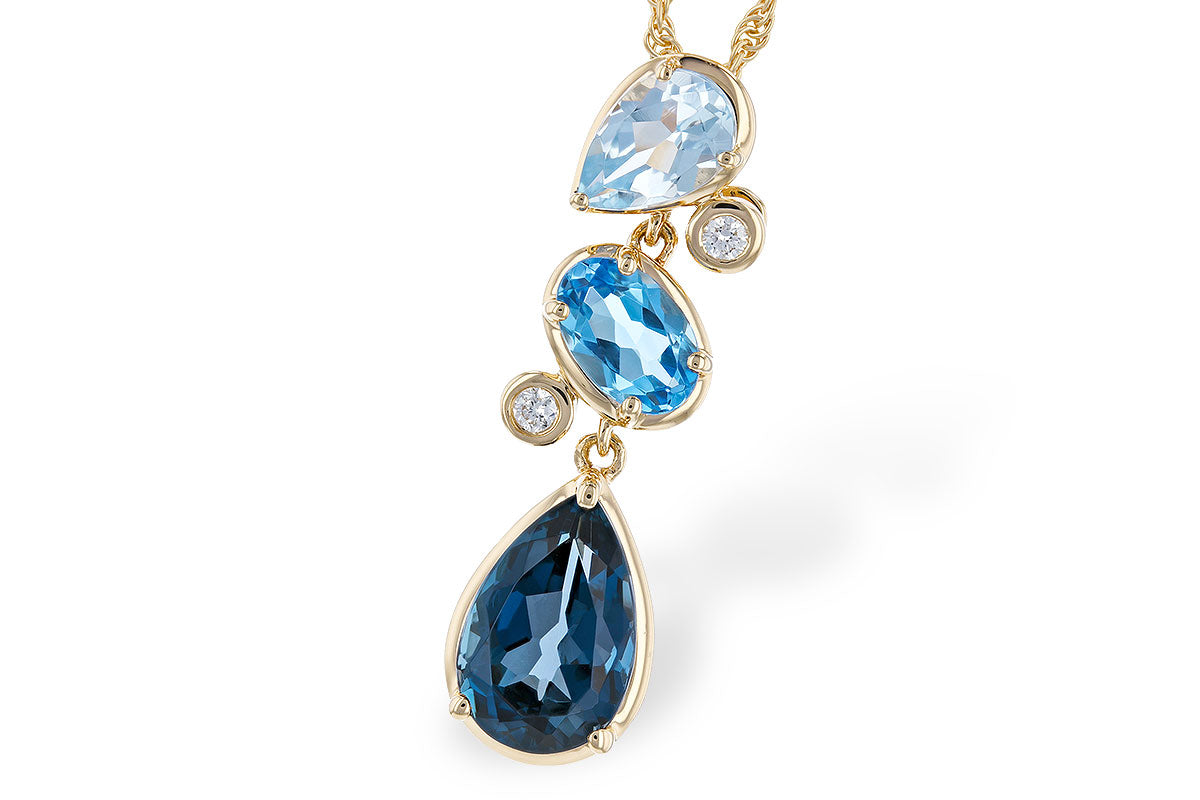 Allison Kaufman Blue Topaz & Diamond Necklace in 14K Yellow Gold, 2.02 ctw