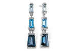Allison Kaufman Blue Topaz & Diamond Earrings in 14K White Gold, 2.62 ctw