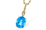 Allison Kaufman Blue Topaz & Diamond Necklace in 14K Yellow Gold, 2.87 ctw