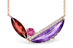 Allison Kaufman Multi-Gemstone & Diamond Necklace in 14K Rose Gold, 3.35 ctw