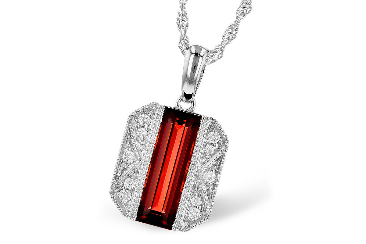 Allison Kaufman Garnet & Diamond Necklace in 14K White Gold, 1.67 ctw
