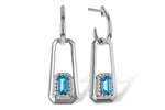 Allison Kaufman Blue Topaz & Diamond Earrings in 14K White Gold, 0.80 ctw