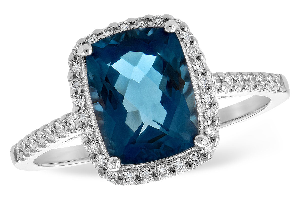 Allison Kaufman London Blue Topaz & Diamond Ring in 14K White Gold, 2.62 ctw