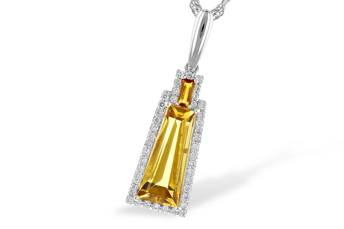 Allison Kaufman Citrine & Diamond Necklace in 14K White Gold, 2.58 ctw