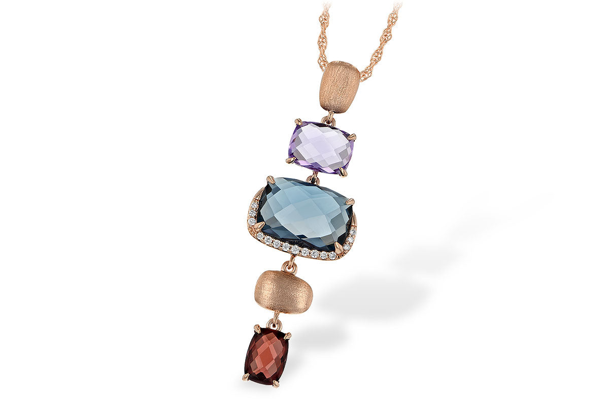 Allison Kaufman Multi-Gemstone & Diamond Necklace in 14K Rose Gold, 6.57 ctw