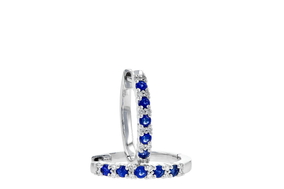 Allison Kaufman Sapphire & Diamond Earrings in 14K White Gold, 0.30 ctw, alternate view