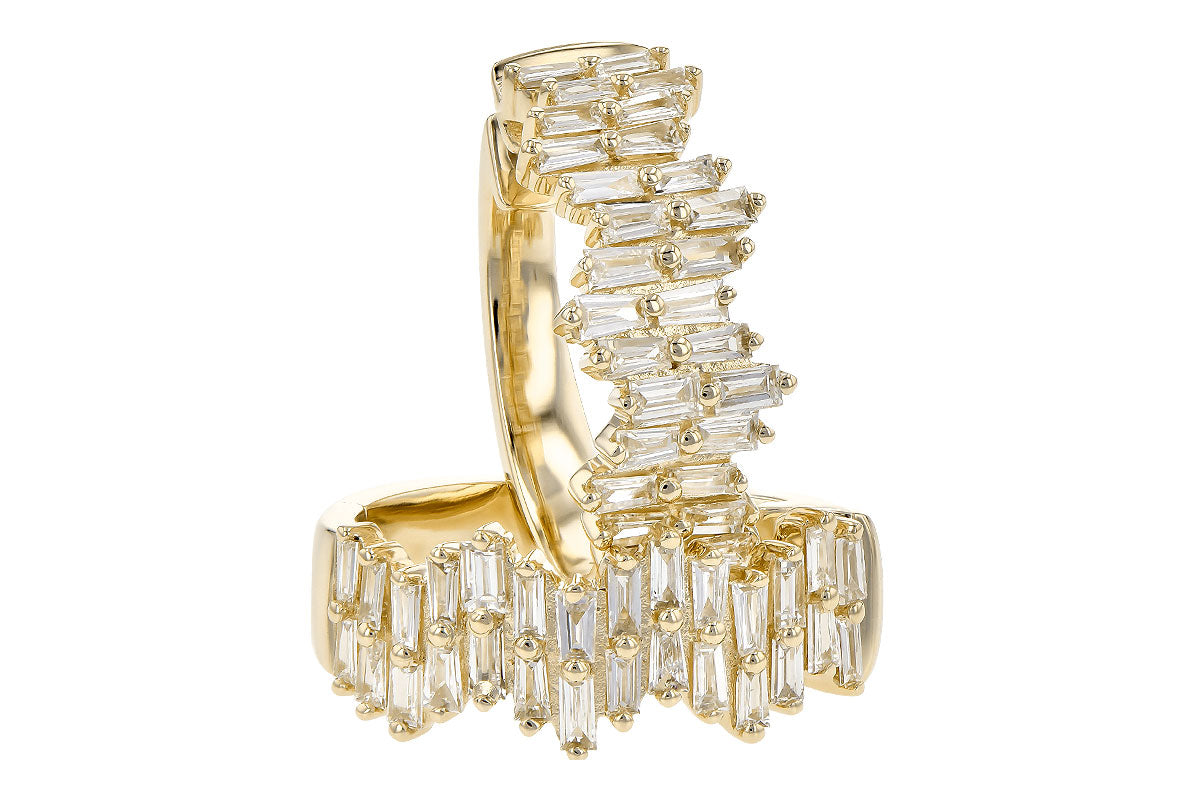 Allison Kaufman Baguette Diamond Earrings in 14K Yellow Gold, 0.70 ctw, alternate view