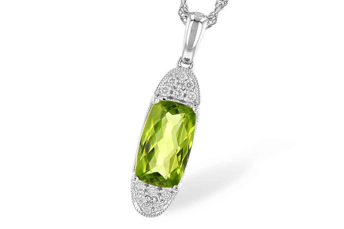Allison Kaufman Peridot & Diamond Necklace in 14K White Gold, 2.00 ctw (N8313)
