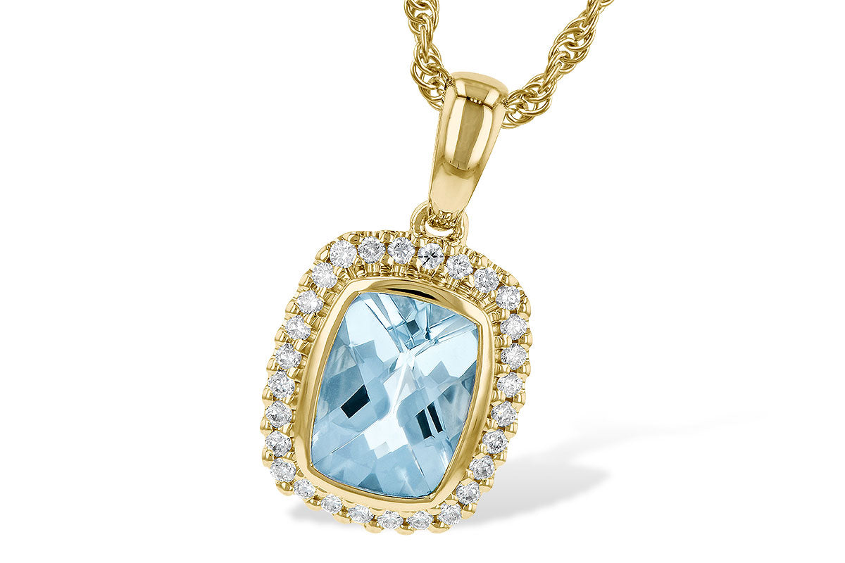 Allison Kaufman Aquamarine & Diamond Necklace in 14K Yellow Gold, 1.16 ctw