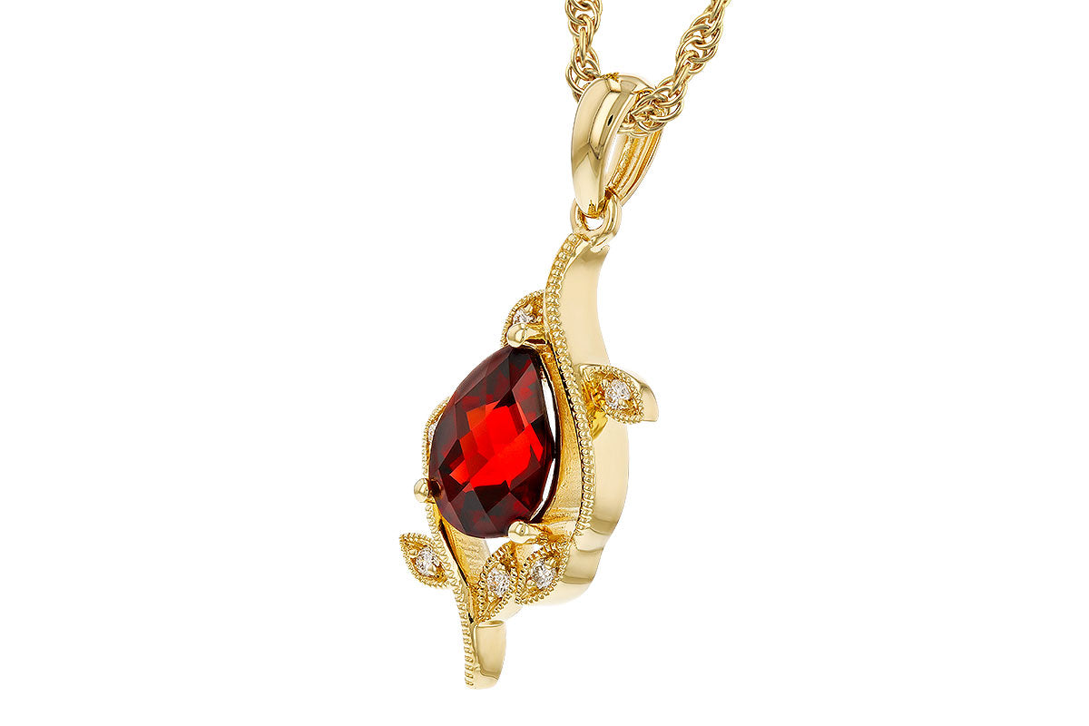 Allison Kaufman Garnet & Diamond Necklace in 14K Yellow Gold, 1.39 ctw, alternate view