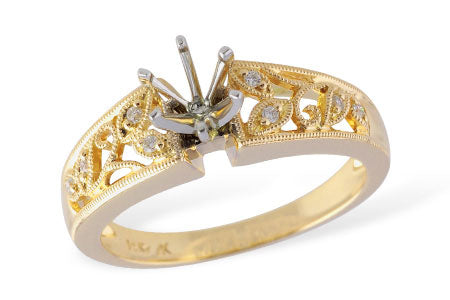 Allison Kaufman Diamond Engagement Ring Semi-Mount in 14K Yellow Gold, 0.04 ctw (L7177)