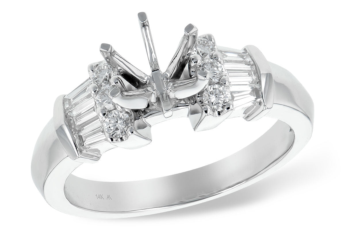 Allison Kaufman Baguette Diamond Engagement Ring Semi-Mount in 14K White Gold, 0.50 ctw (L7657)