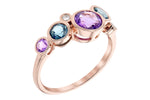 Allison Kaufman Amethyst, Blue Topaz & Diamond Ring in 14K Rose Gold, 1.38 ctw, alternate view