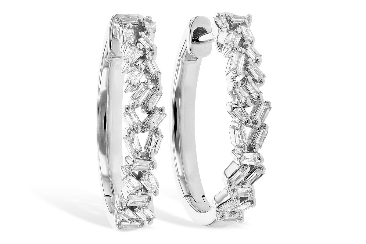 Allison Kaufman Baguette Diamond Earrings in 14K White Gold, 0.26 ctw