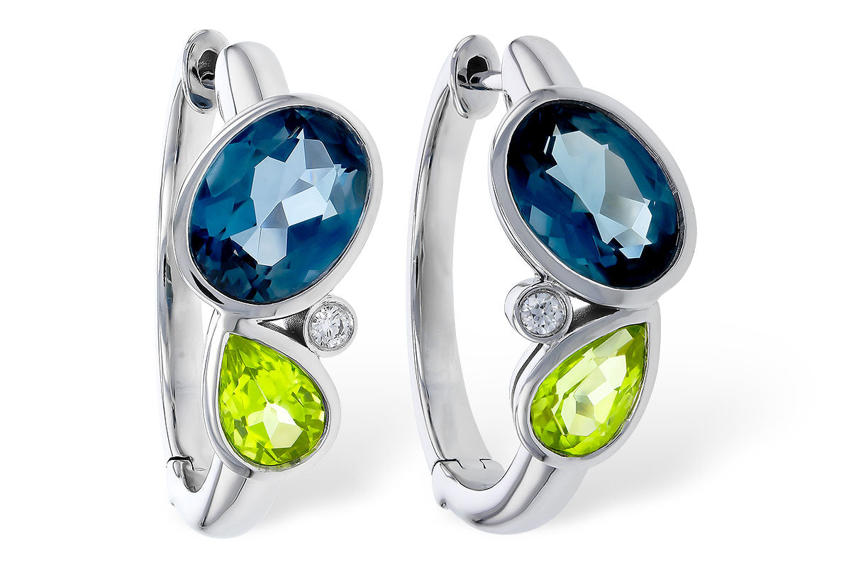 Allison Kaufman London Blue Topaz & Diamond Earrings in 14K White Gold, 3.00 ctw