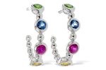 Allison Kaufman Multi-Gemstone Earrings in 14K White Gold, 0.68 ctw