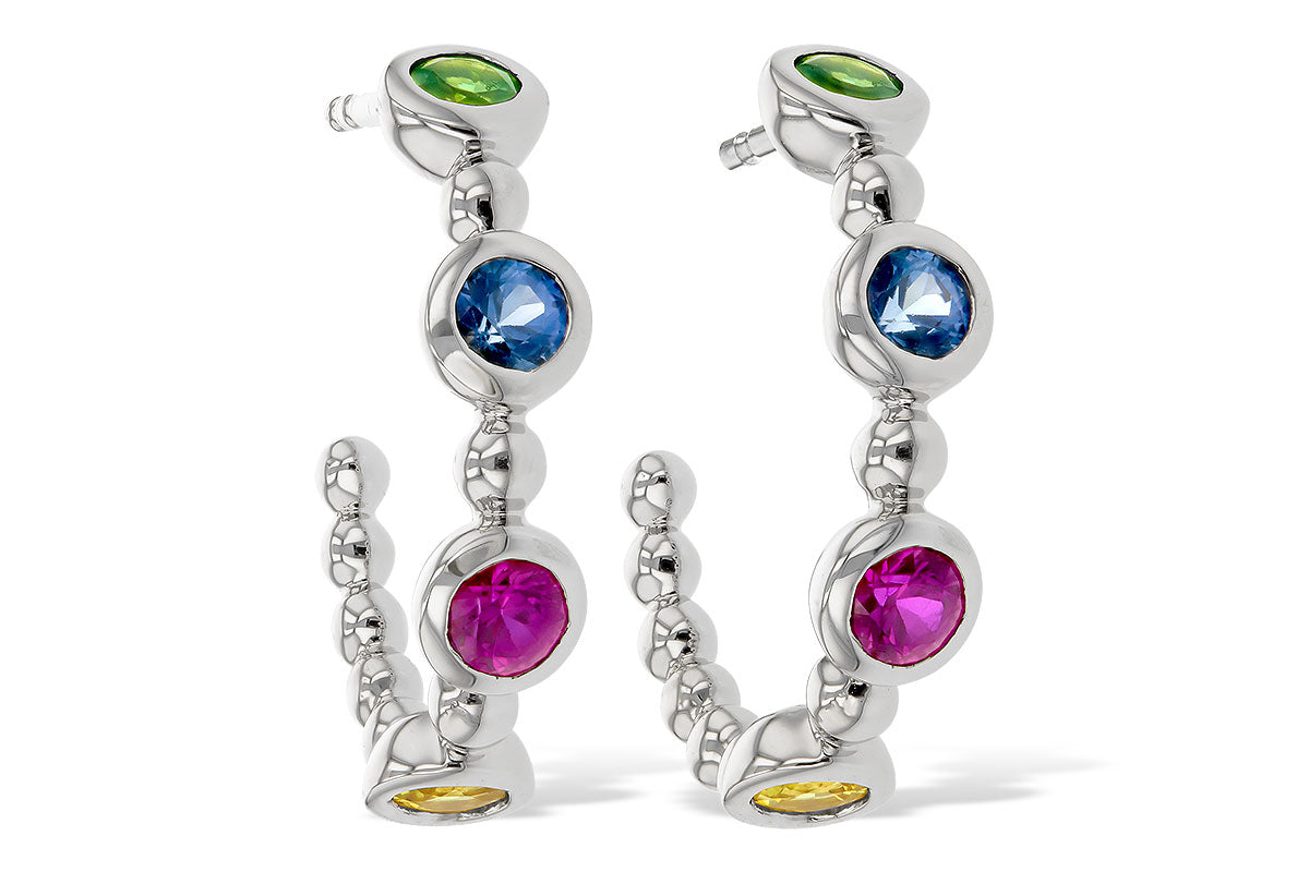 Allison Kaufman Multi-Gemstone Earrings in 14K White Gold, 0.68 ctw