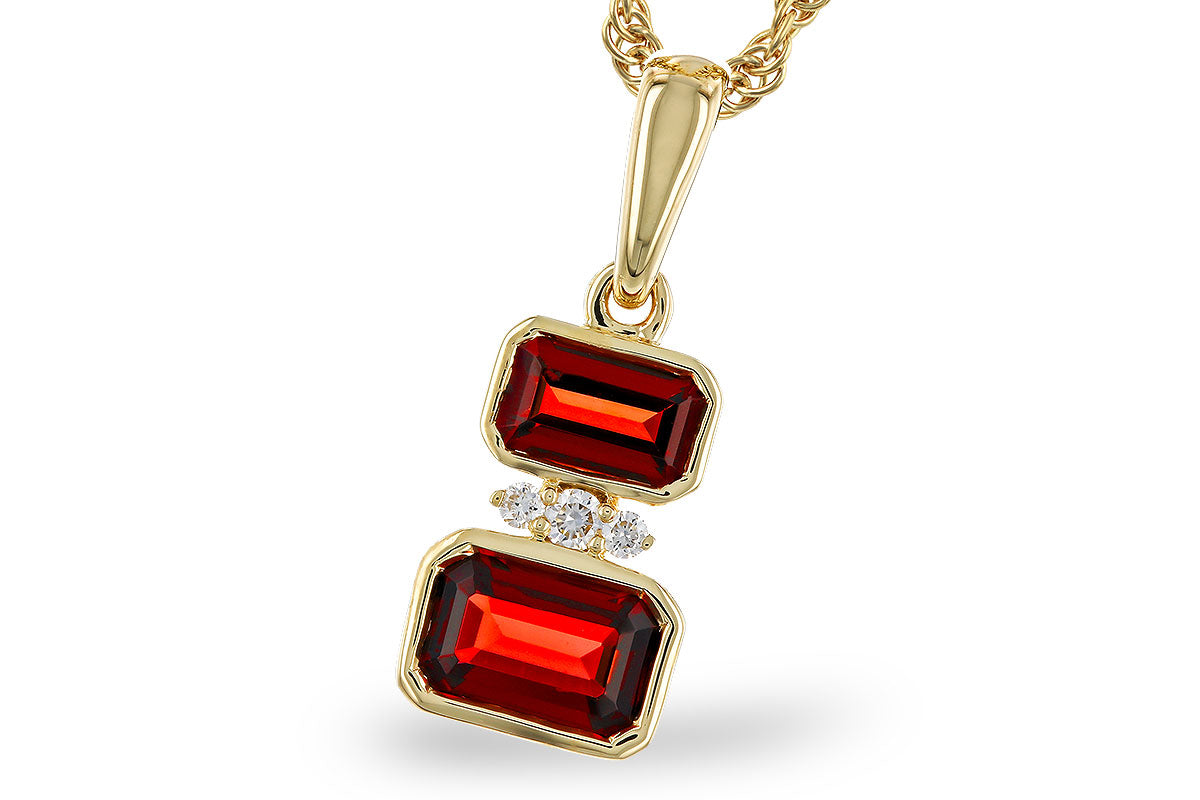 Allison Kaufman Garnet & Diamond Necklace in 14K Yellow Gold, 1.01 ctw