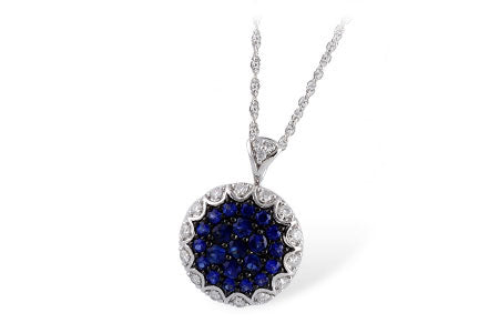 Allison Kaufman Sapphire & Diamond Necklace in 14K White Gold, 1.38 ctw
