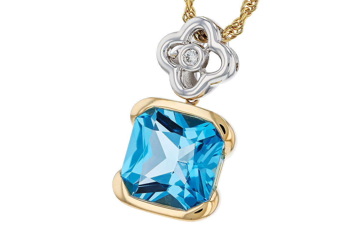 Allison Kaufman Blue Topaz & Diamond Necklace in 14K Yellow & White Gold, 3.52 ctw, alternate view