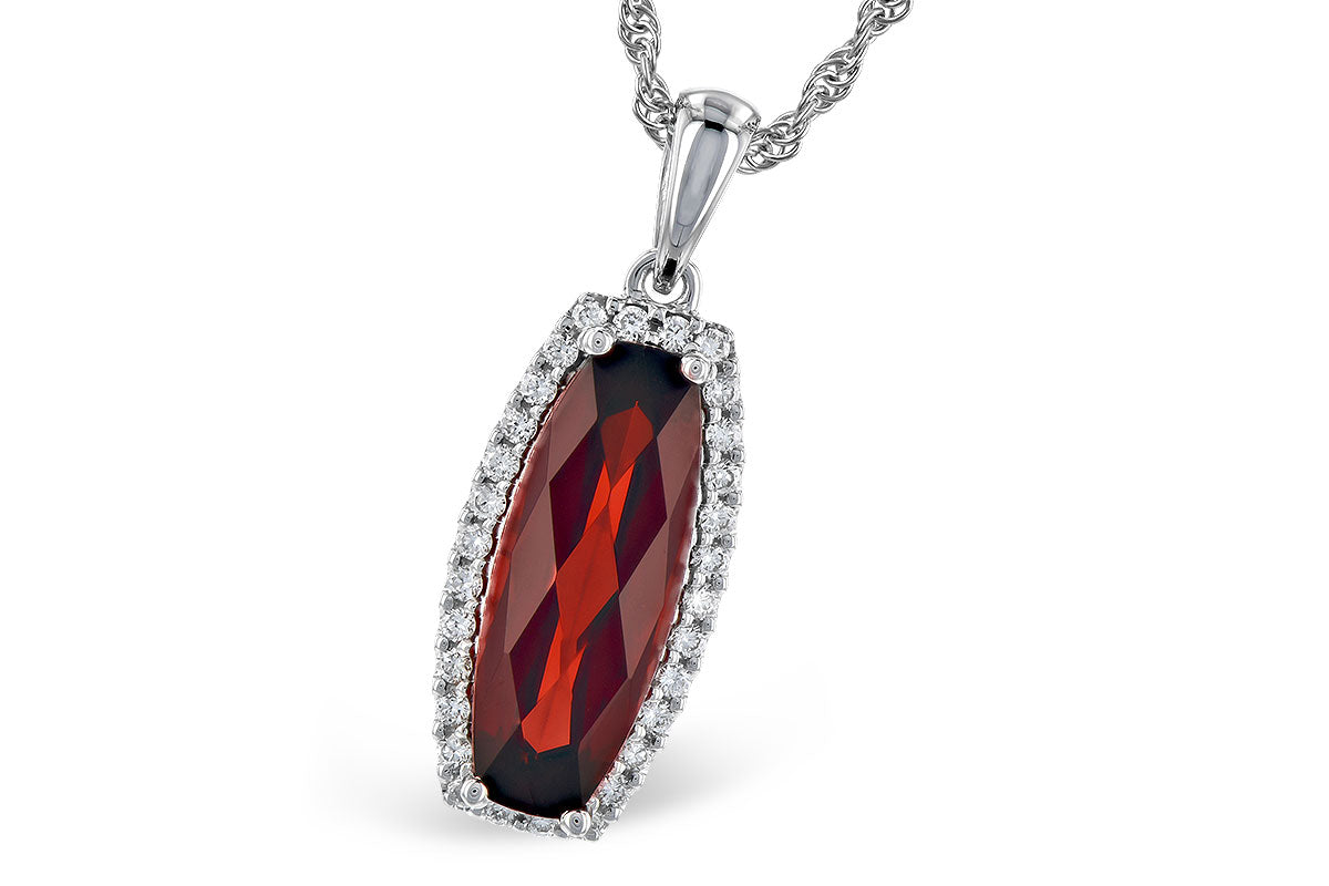 Allison Kaufman Garnet & Diamond Necklace in 14K White Gold, 1.87 ctw