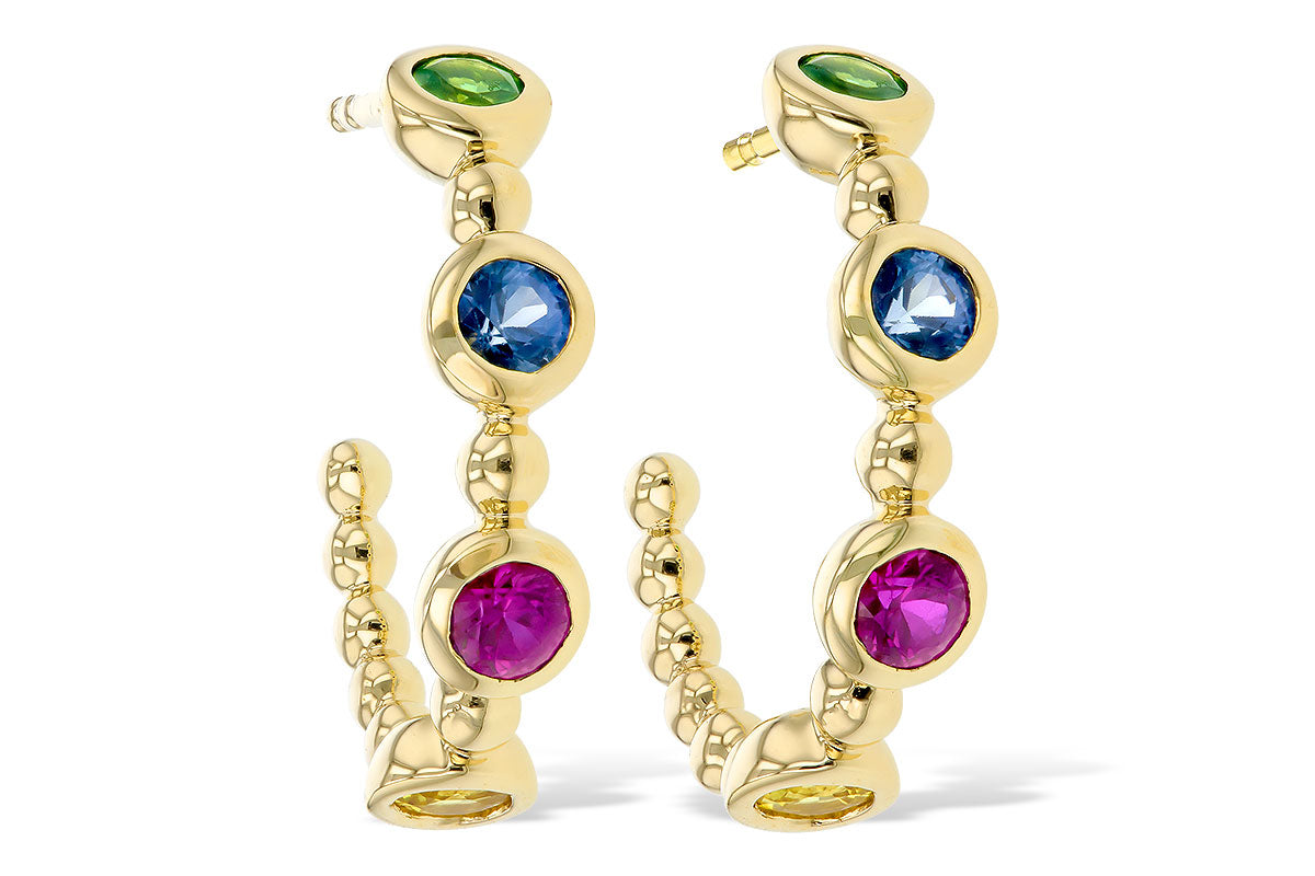 Allison Kaufman Multi-Gemstone Earrings in 14K Yellow Gold, 0.68 ctw