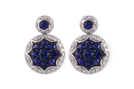 Allison Kaufman Sapphire & Diamond Earrings in 14K White Gold, 1.56 ctw