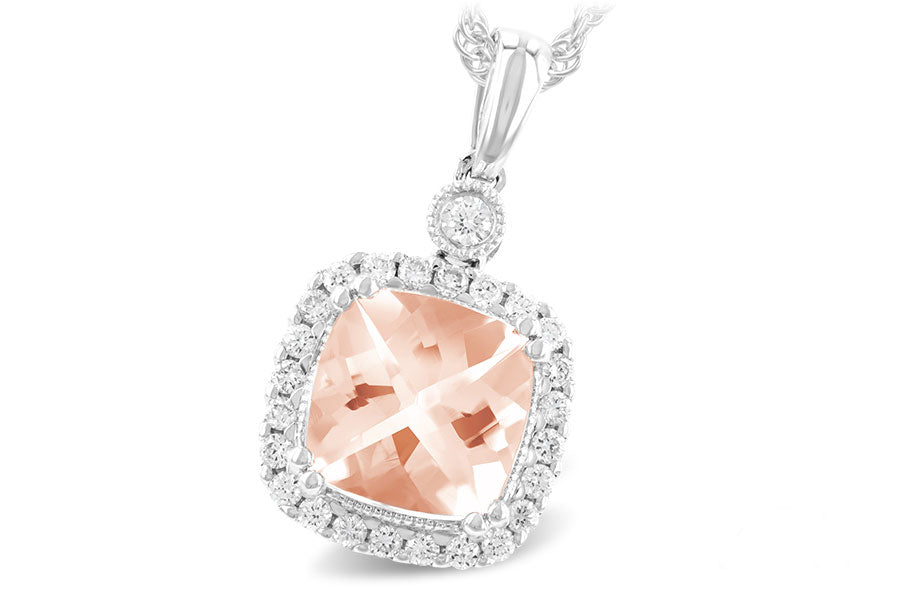 Allison Kaufman Morganite & Diamond Necklace in 14K White Gold, 1.26 ctw