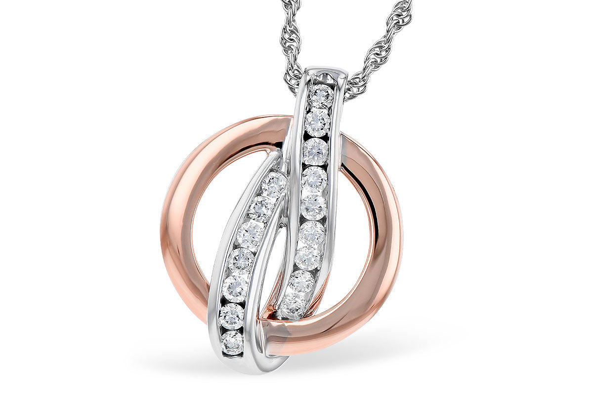 Allison Kaufman Diamond Necklace in 14K Rose & White Gold, 0.25 ctw (N8233)