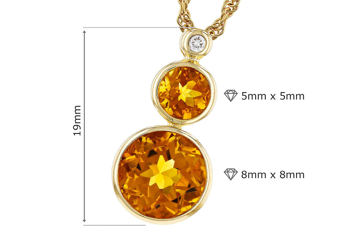 Allison Kaufman Citrine & Diamond Necklace in 14K Yellow Gold, 2.05 ctw, alternate view