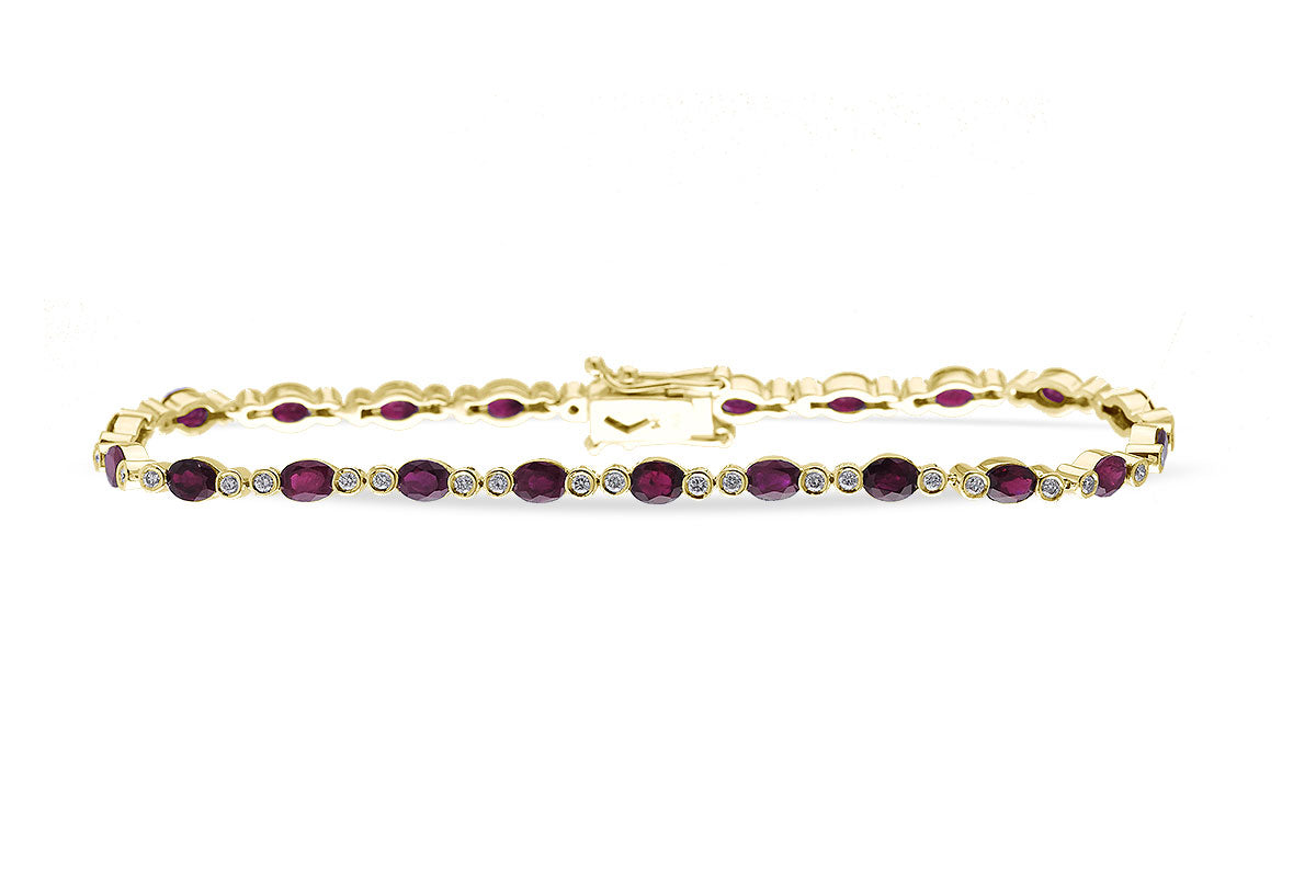 Allison Kaufman Ruby & Diamond Bracelet in 14K Yellow Gold, 4.55 ctw