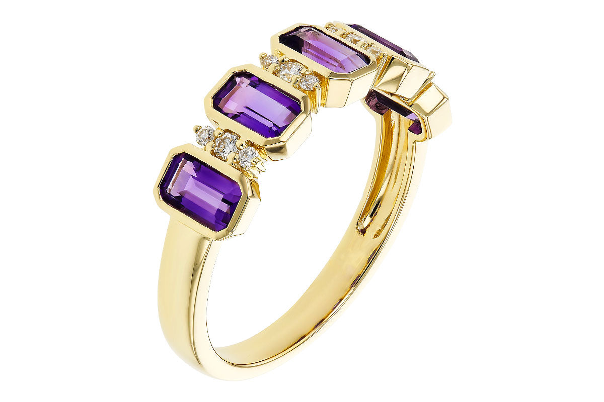 Allison Kaufman Amethyst & Diamond Ring in 14K Yellow Gold, 1.30 ctw, alternate view