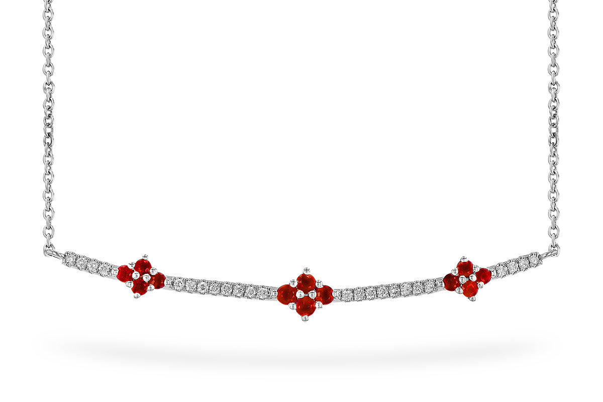 Allison Kaufman Ruby & Diamond Necklace in 14K White Gold, 0.49 ctw